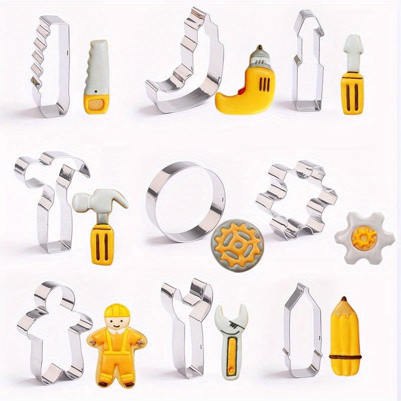 Tool shape Cookie Cutter Set - Stainless Steel, Perfect For Baking & Decorating, Kitchen Gadgets