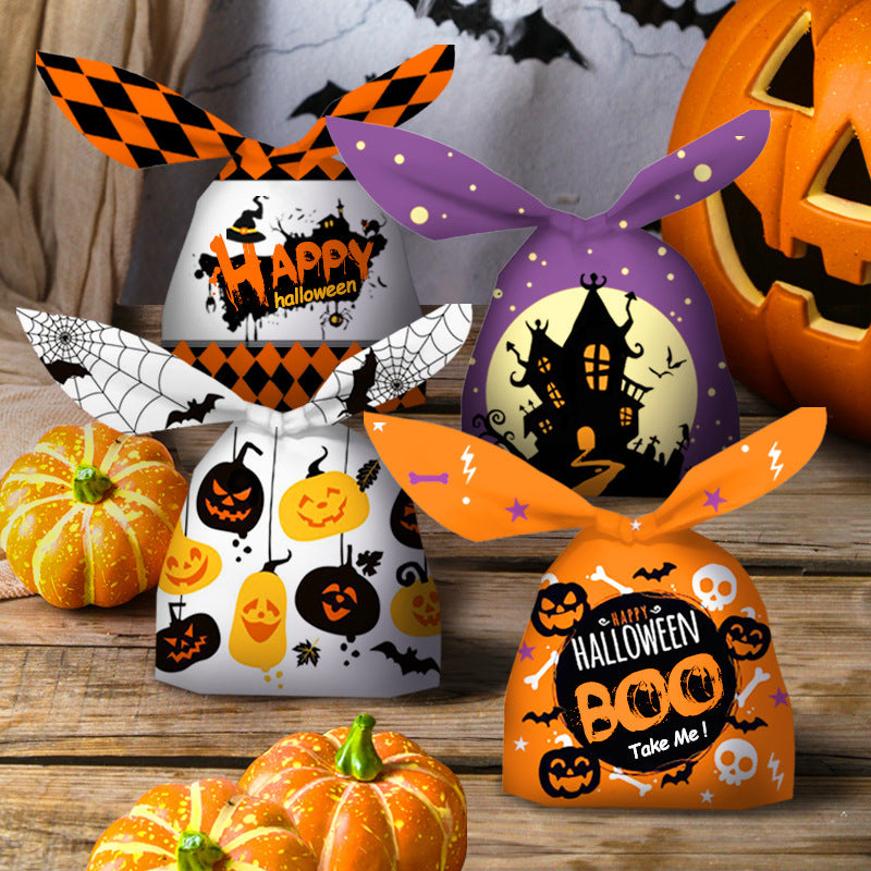 50 Pcs Halloween Packaging Bag Rabbit Ears Pumpkin Gift Bag