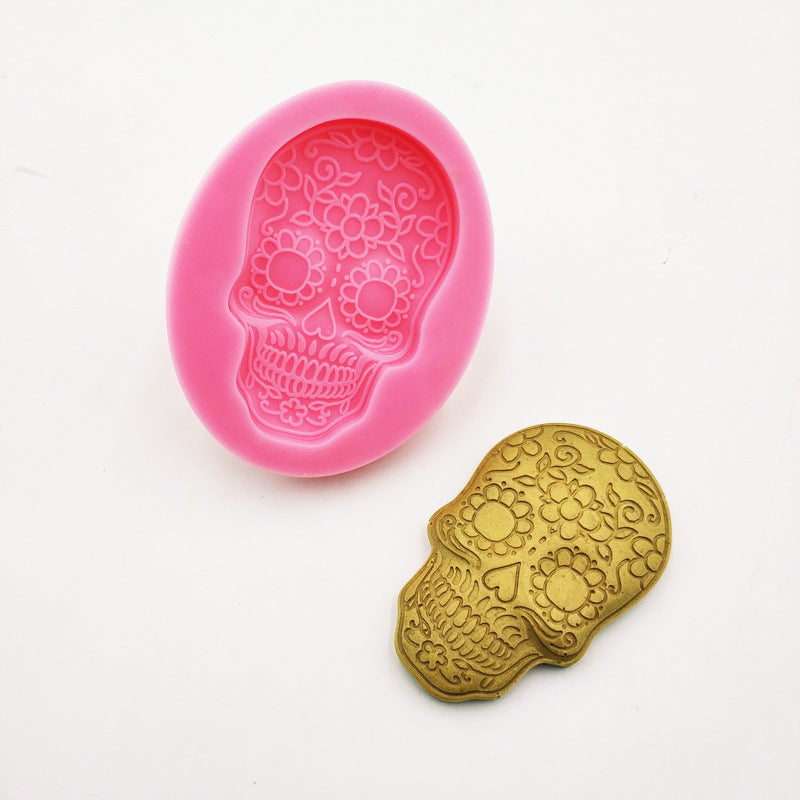 Halloween Cake Decoration Tool Skull Head Chocolate Silicone Mold DIY Baking Fondant Mold