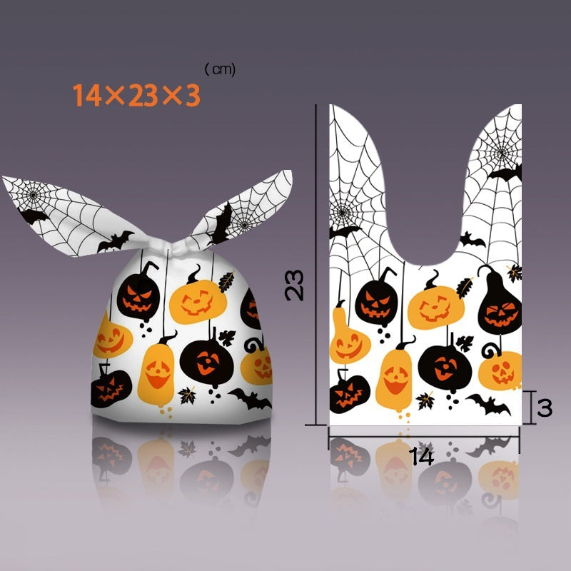 50 Pcs Halloween Packaging Bag Rabbit Ears Pumpkin Gift Bag