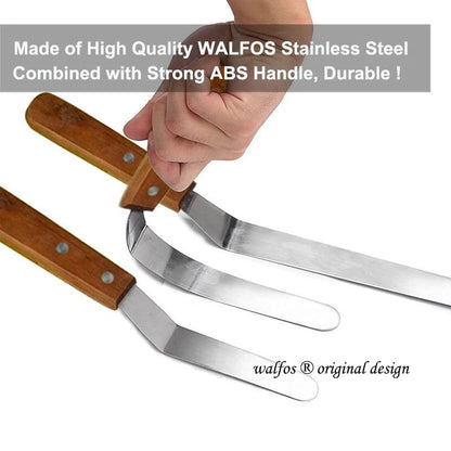 WALFOS 2 Pcs/Set Stainless Steel Butter Cake Cream Knife Spatula Smoother Icing Frosting Fondant