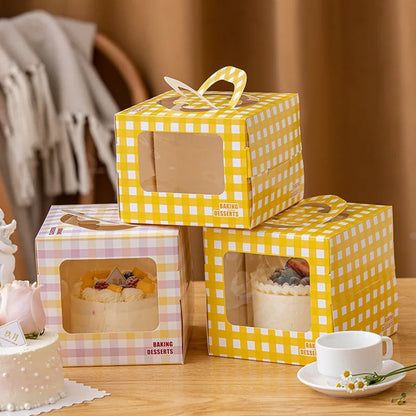 LBSISI Life 10pcs Handle Paper Cake Boxes With Window Birthday Party Baby Shower Celebrate