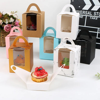 4pcs Brand New Transparent Window Portable 1 Piece Cup Cake Box Muffin Box Cup Cake Packaging Pastry