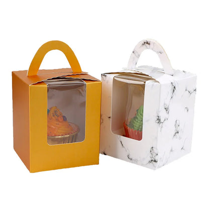 4pcs Brand New Transparent Window Portable 1 Piece Cup Cake Box Muffin Box Cup Cake Packaging Pastry