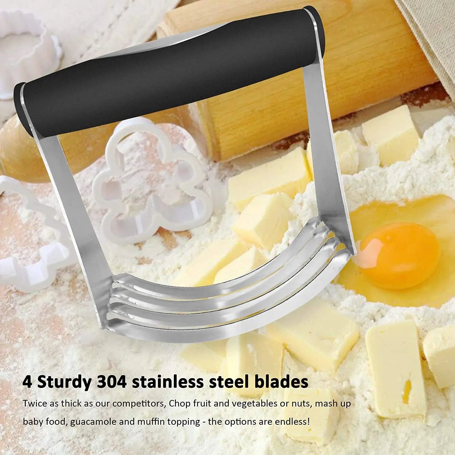 WALFOS Dough Blender Multi-Purpose Pastry Cutter Heavy Duty Stainless Steel and Non-Slip Handle