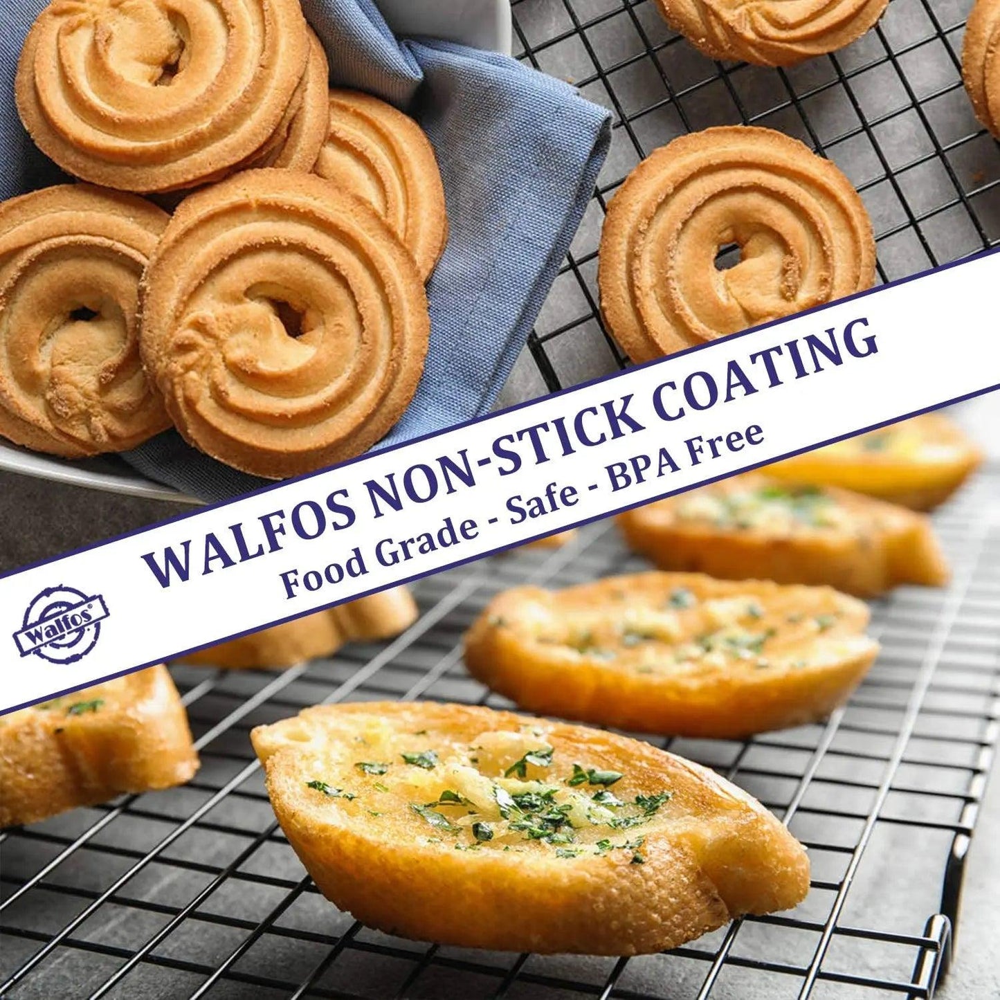 WALFOS Stainless Steel Nonstick Cooling Rack Cooling Grid Baking Tray For Biscuit/Cookie/Pie/Bread/Cake Baking Rack Hot Sale