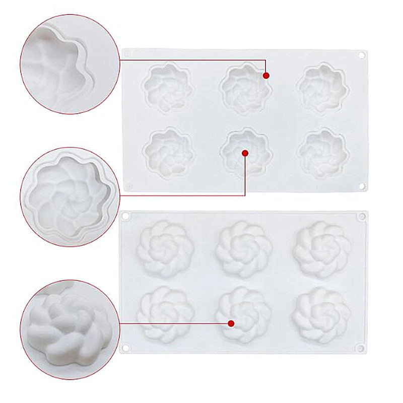 6 Holes Silicone Mousse Tart  Cake Mold Dessert for Baking Tools Crafts Kitchen Bakeware