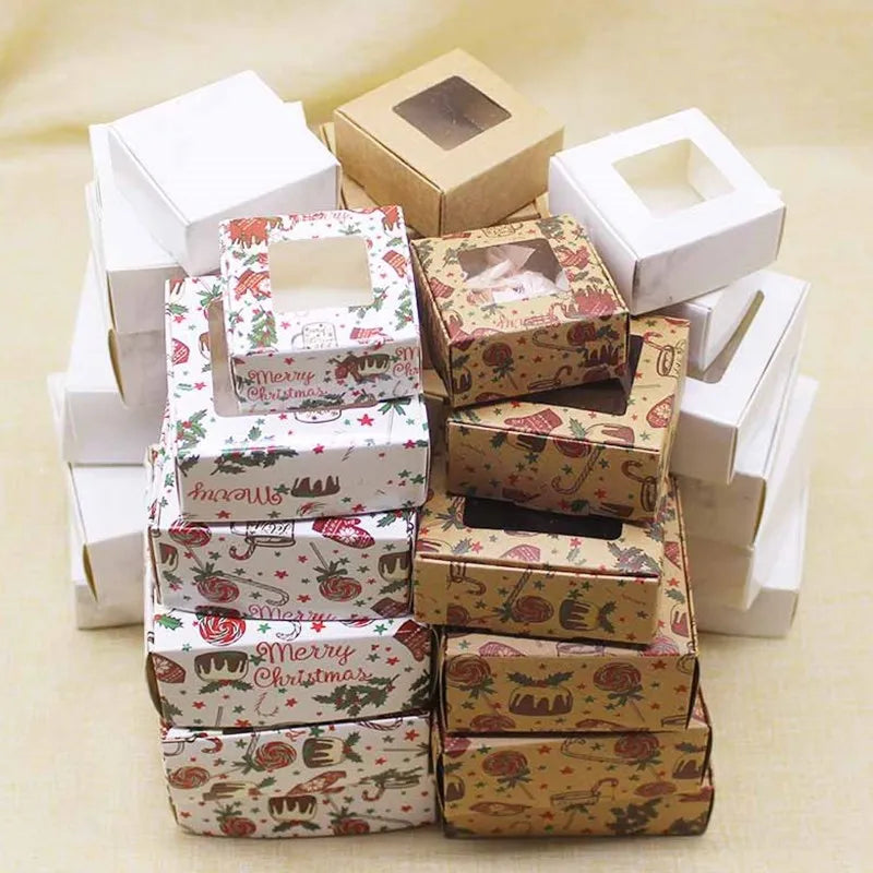 10pcs Handmade Marbling Clear Window Box Cardboard DIY Gift Soap Jewelry Box Package