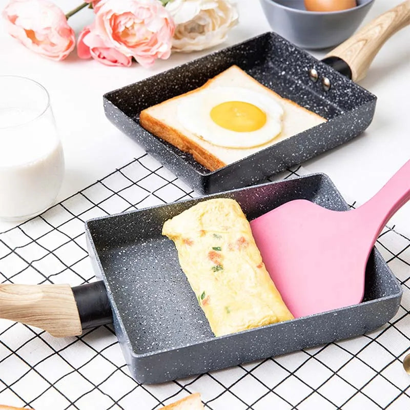 Walfos Frying Pan Tamagoyaki Omelette Black Non-Stick Pan Fry Egg Pan Pancake Kitchen Pot