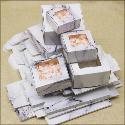 10pcs Handmade Marbling Clear Window Box Cardboard DIY Gift Soap Jewelry Box Package