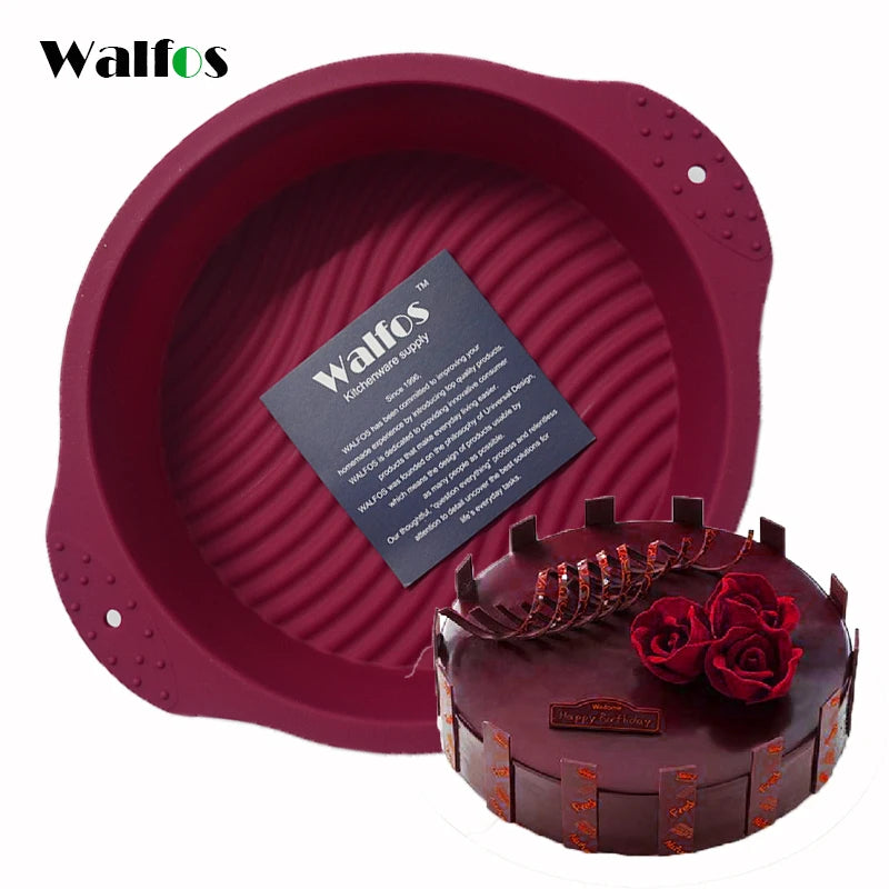 WALFOS Big Round Silicone Cake Mold Shape Non Stick Baking Pan 3D Pastry Muffin Cake Mold