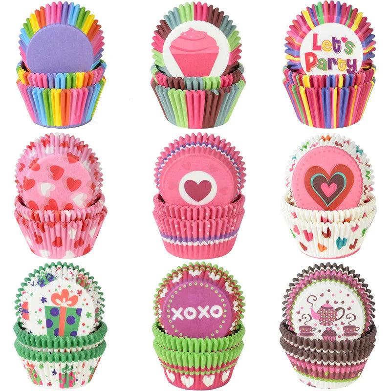 100pcs Muffin Cupcake Paper, Cupcake Liner Baking Muffin Box Cup Case, Party Tray Cake Decoration