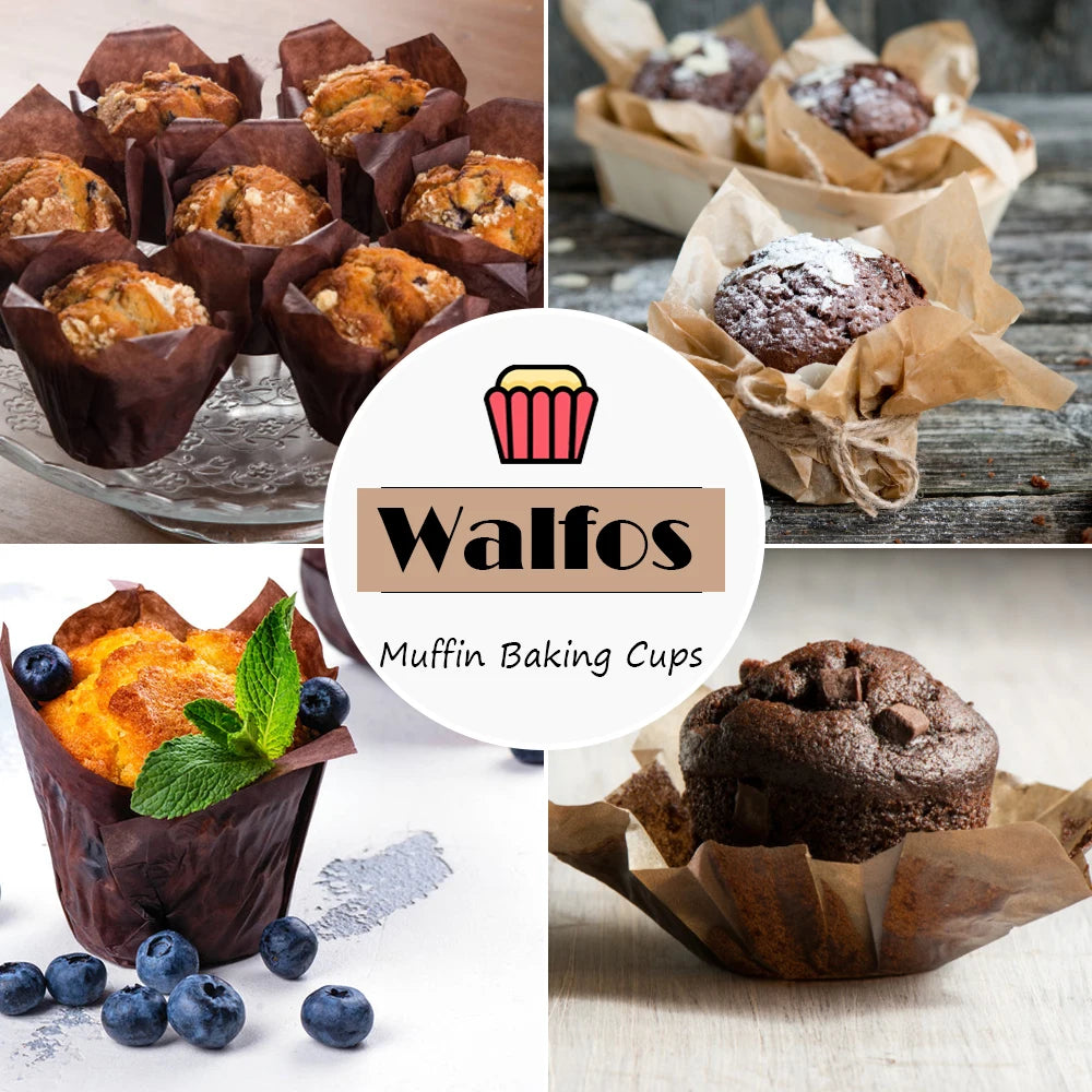 WALFOS 50Pcs/Pack Paper Cupcake Liner Mold Tulip Flower Chocolate Cupcake Wrapper Baking Muffin