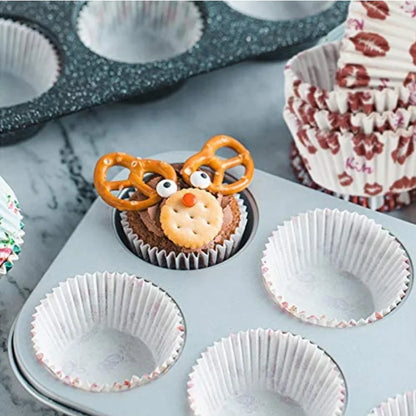 100Pcs Christmas Cupcake Paper Cups Muffin Cupcake Liners Merry  Cake Mold Baking