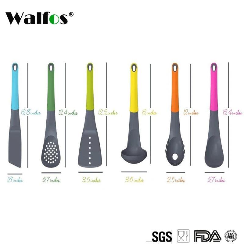 WALFOS 7 Pcs Utensil Set-Cooking Utensil Set  NonStick Nylon Kitchen Utensil Set Cooking Spoon