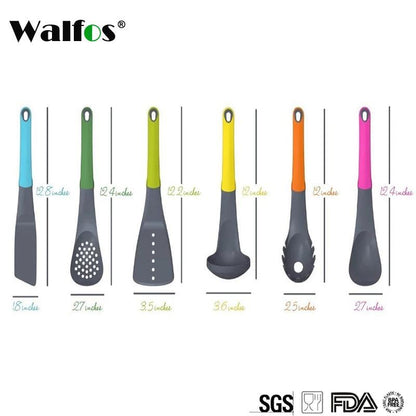 WALFOS 7 Pcs Utensil Set-Cooking Utensil Set  NonStick Nylon Kitchen Utensil Set Cooking Spoon