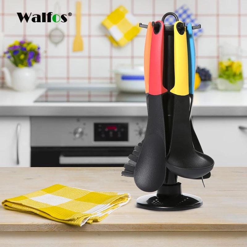 WALFOS 7 Pcs Utensil Set-Cooking Utensil Set  NonStick Nylon Kitchen Utensil Set Cooking Spoon