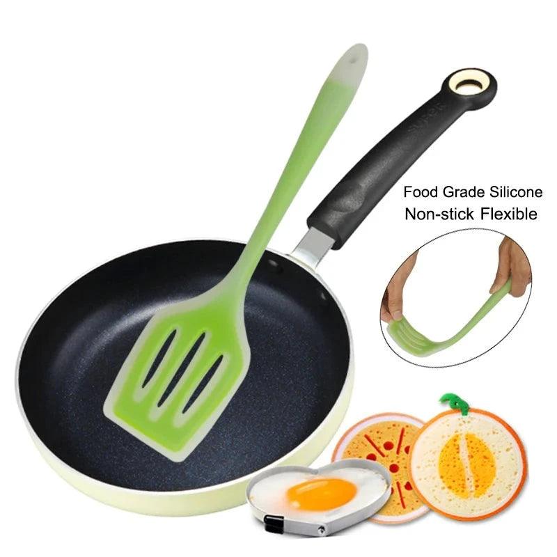 WALFOS Nonstick Silicone Slotted Turners Pot Shovel Cooking Spatula  Fried Shovel Flexible Silicone