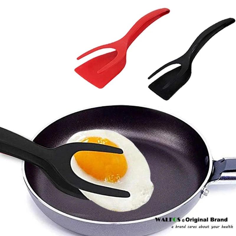 2 in 1 Non-Stick Fried Egg Turners Pancake Toasted Bread Grip and Flip Spatula Kitchen Utensils Cooking Tool