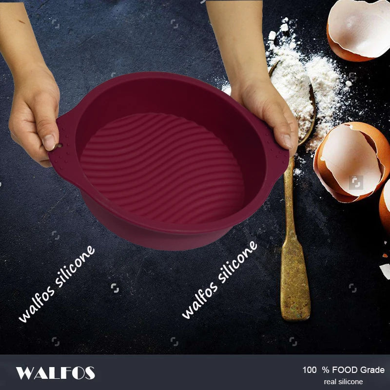 WALFOS Big Round Silicone Cake Mold Shape Non Stick Baking Pan 3D Pastry Muffin Cake Mold