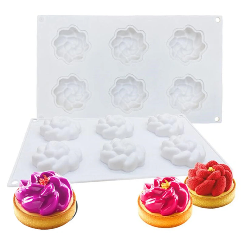 6 Holes Silicone Mousse Tart  Cake Mold Dessert for Baking Tools Crafts Kitchen Bakeware