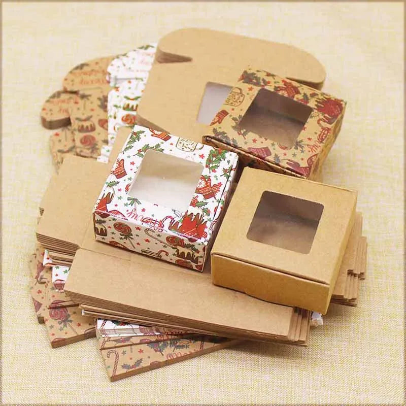 10pcs Handmade Marbling Clear Window Box Cardboard DIY Gift Soap Jewelry Box Package