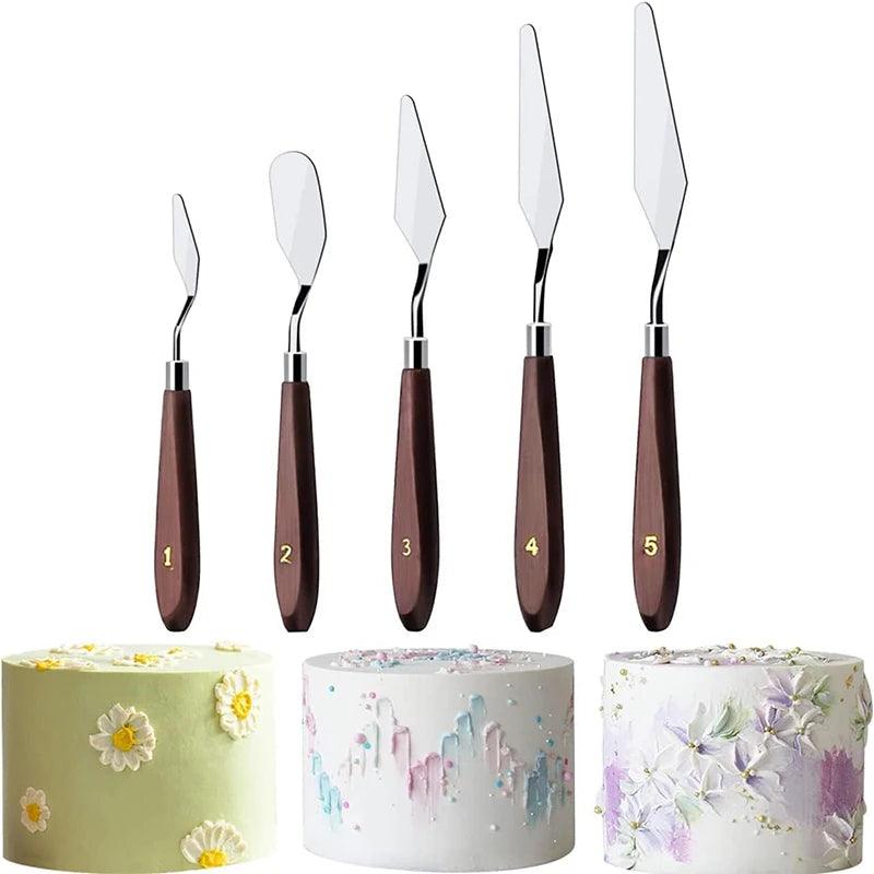 5Pcs Cake Cream Spatula Set Stainless Steel Painting Knive Kit Cake Decoration Tool