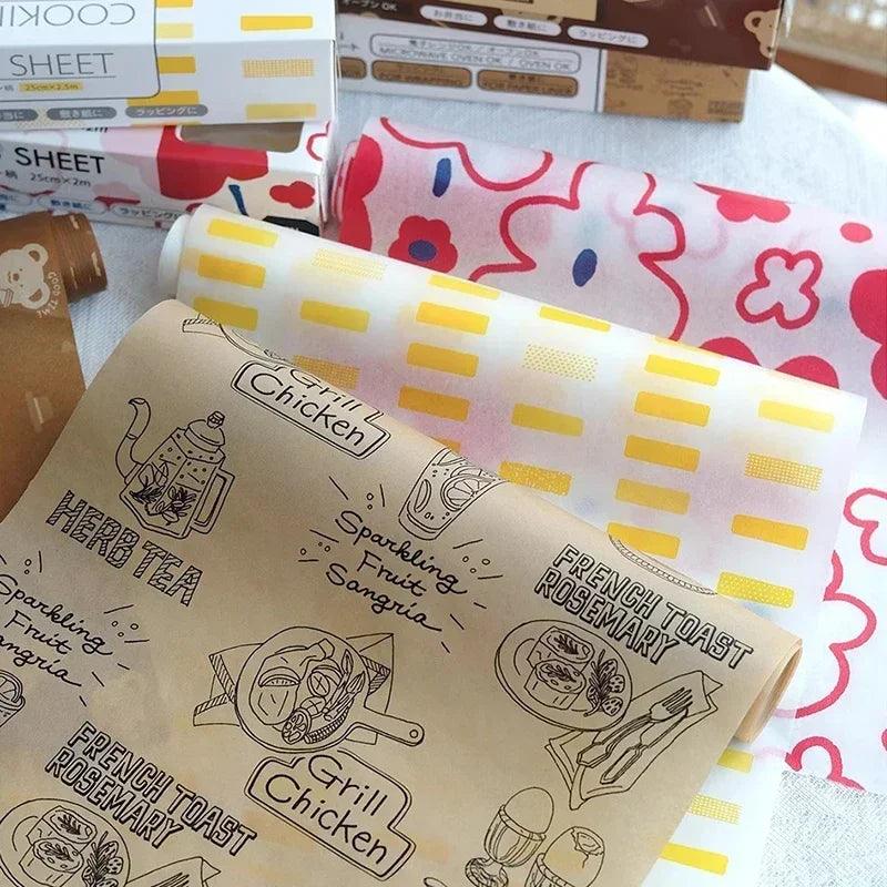 1.8/2/2.5M Parchment Paper Roll for Baking, Non-stick Oilpaper Wax Paper for Decoration Food