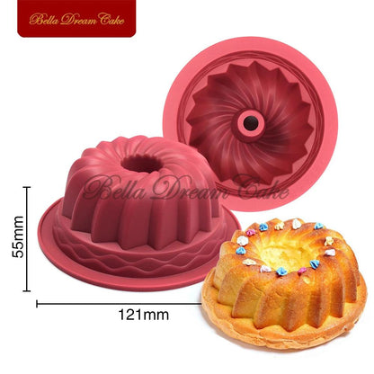 4" Round Savarin Cake Embryo Silicone Mould DIY Kugelhopf Loaf Baking Pan