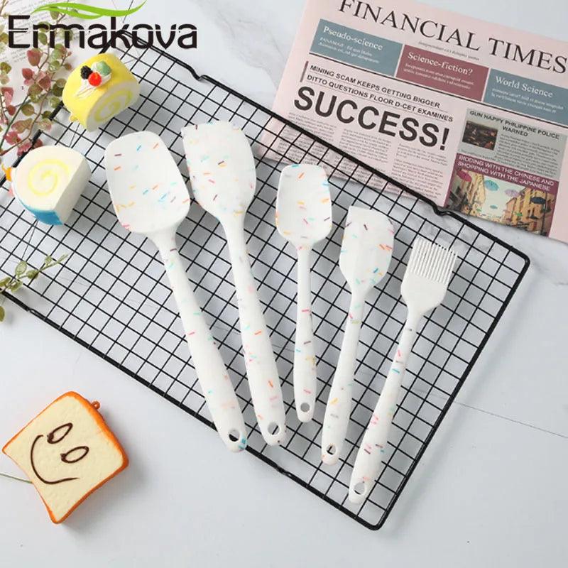 ERMAKOVA Food Grade Silicone Non-Stick Butter Cooking Spatula Set Cookie Pastry Scraper