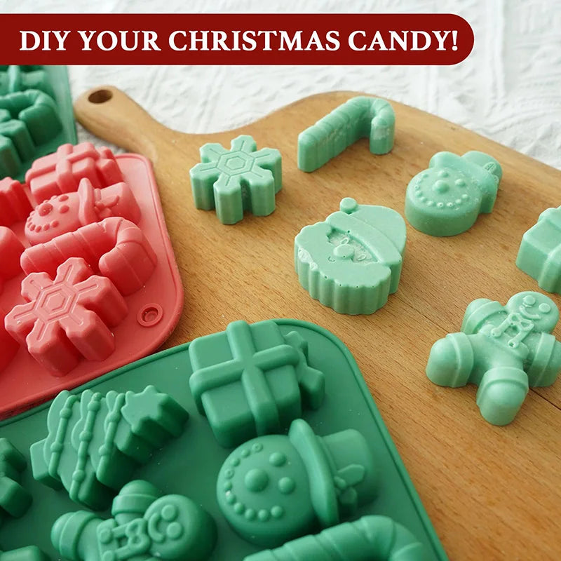 Christmas Silicone Chocolate Molds Candy Baking Moulds Handmade Snowflake Snowman Xmas