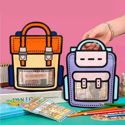 30/2PCS Cartoon Self-Sealing Snack Bags Schoolbag Shape Biscuit Candy Handbags