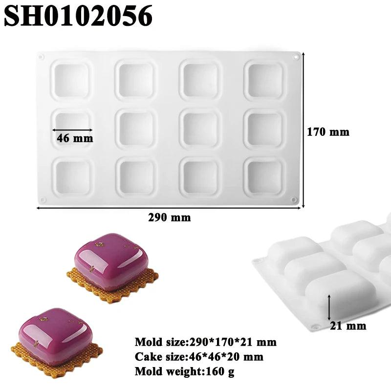 Square Shape Stone Design Soap Mould Silicone Cake Molds Dessert Jelly Mold Kitchen