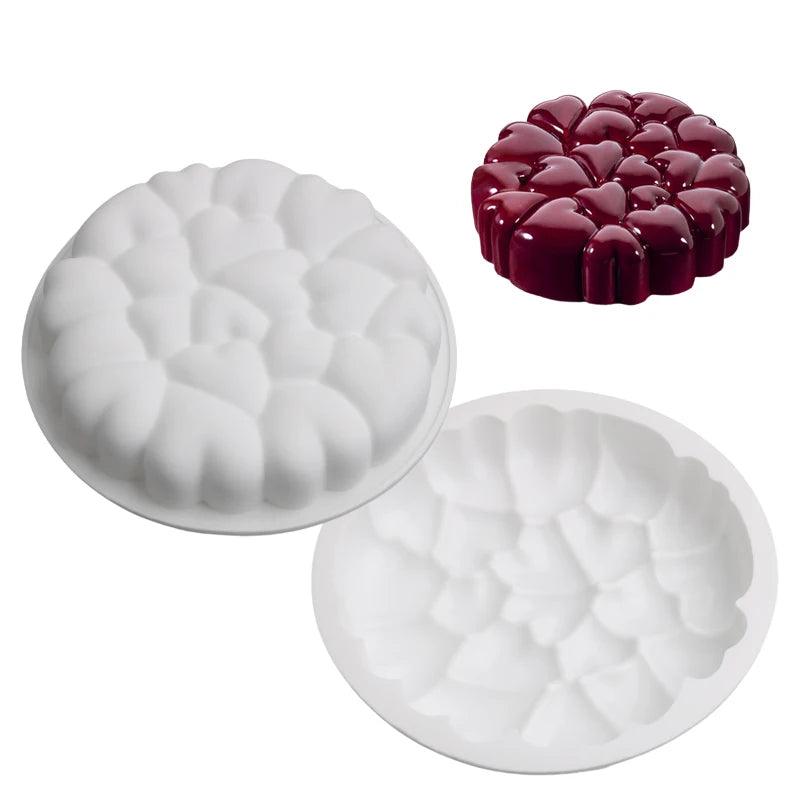 Valentine's Day Heart Shaped Stitching Texture Mousse Mould Food Grade Silicone Cake Molds