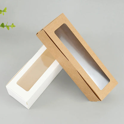 5/10/20pcs Macaron Boxes With Clear Window Kraft Paper White Cupcake Boxes Dessert Cookies