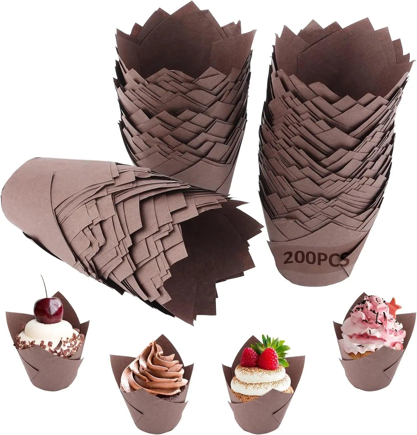 50pcs Tulip Muffin Cupcake Paper Cups Oilproof Cupcakes Liner Baking Muffin Box Cup Cake Wrap Cases