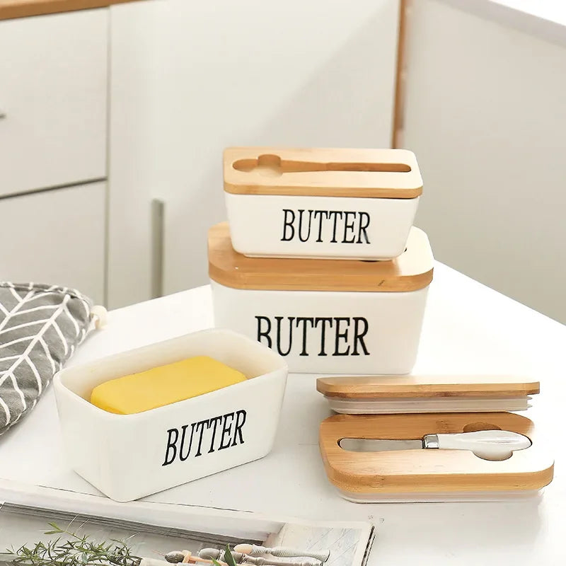 Butter Container Ceramic Box with Butter Knife