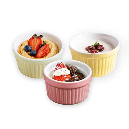 Ceramic Ramekins Bowls 240 ML Set of 6 Oven Safe, Creme Brulee Ramekins, Pudding Custard Cups Souffle Ramiken, Dipping Sauce