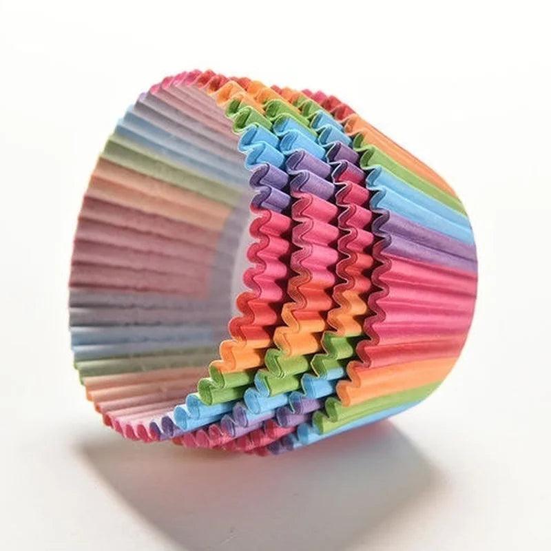 100Pcs Rainbow Cake Paper Cup