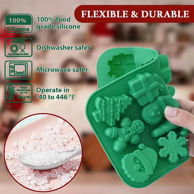 Christmas Silicone Chocolate Molds Candy Baking Moulds Handmade Snowflake Snowman Xmas