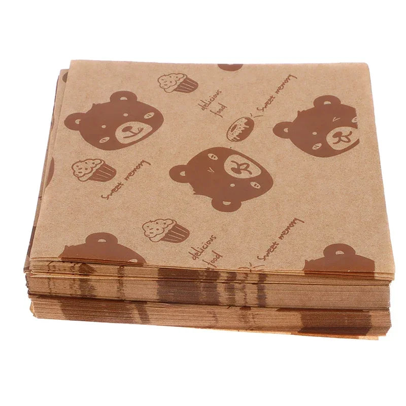 100PCs Waterproof And Oil Resistant Sandwich Packaging Paper Food Grade Oil Resistant Paper