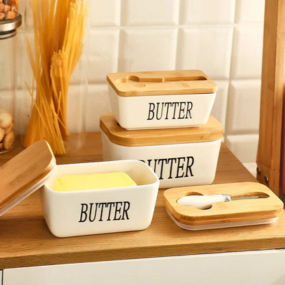 Butter Container Ceramic Box with Butter Knife