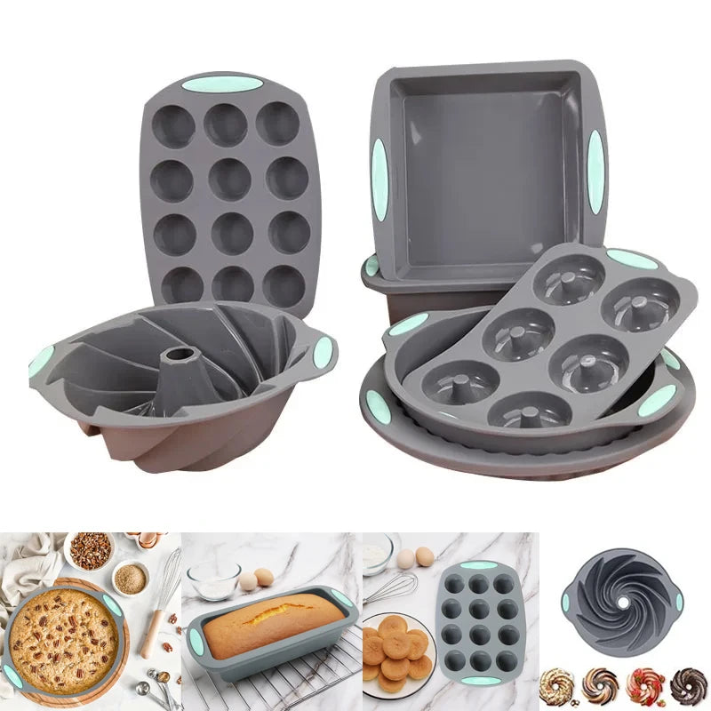 Silicone Bread Muffin Mold Heat Resistant Oven Pan Non-Stick Kitchen Bakeware Cake Pan Set