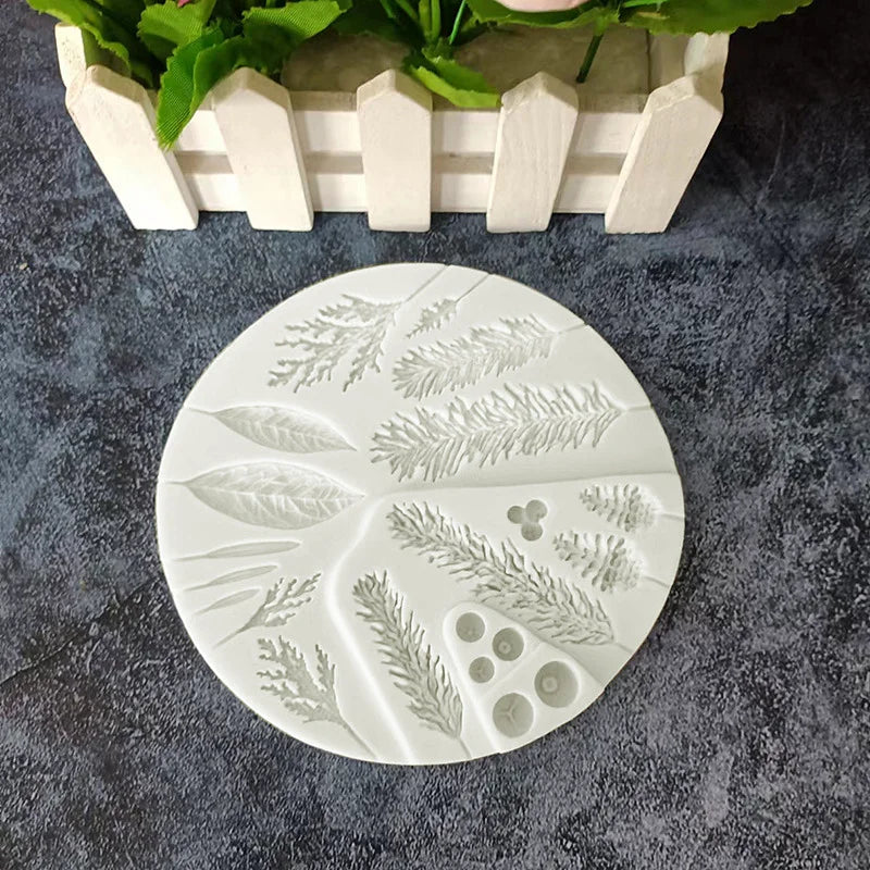 Silicone Sugarcraft Mold Leaf Foliage Christmas Tree Pineal Cone Resin Tools Cupcake Fondant Cake