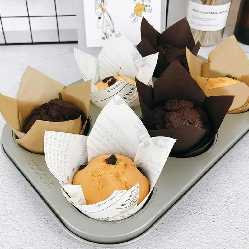 50pcs Tulip Muffin Cupcake Paper Cups Oilproof Cupcakes Liner Baking Muffin Box Cup Cake Wrap Cases