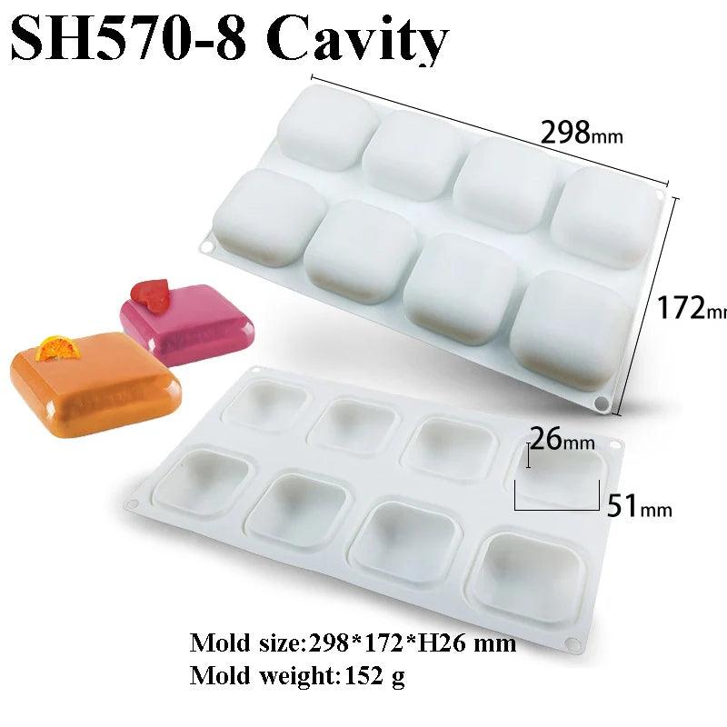 Square Shape Stone Design Soap Mould Silicone Cake Molds Dessert Jelly Mold Kitchen