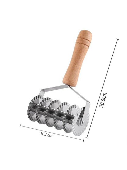 Stainless Steel Wooden Handle Pull Net Wheel Knife Pizza Pastry Lattice Roller Cutter