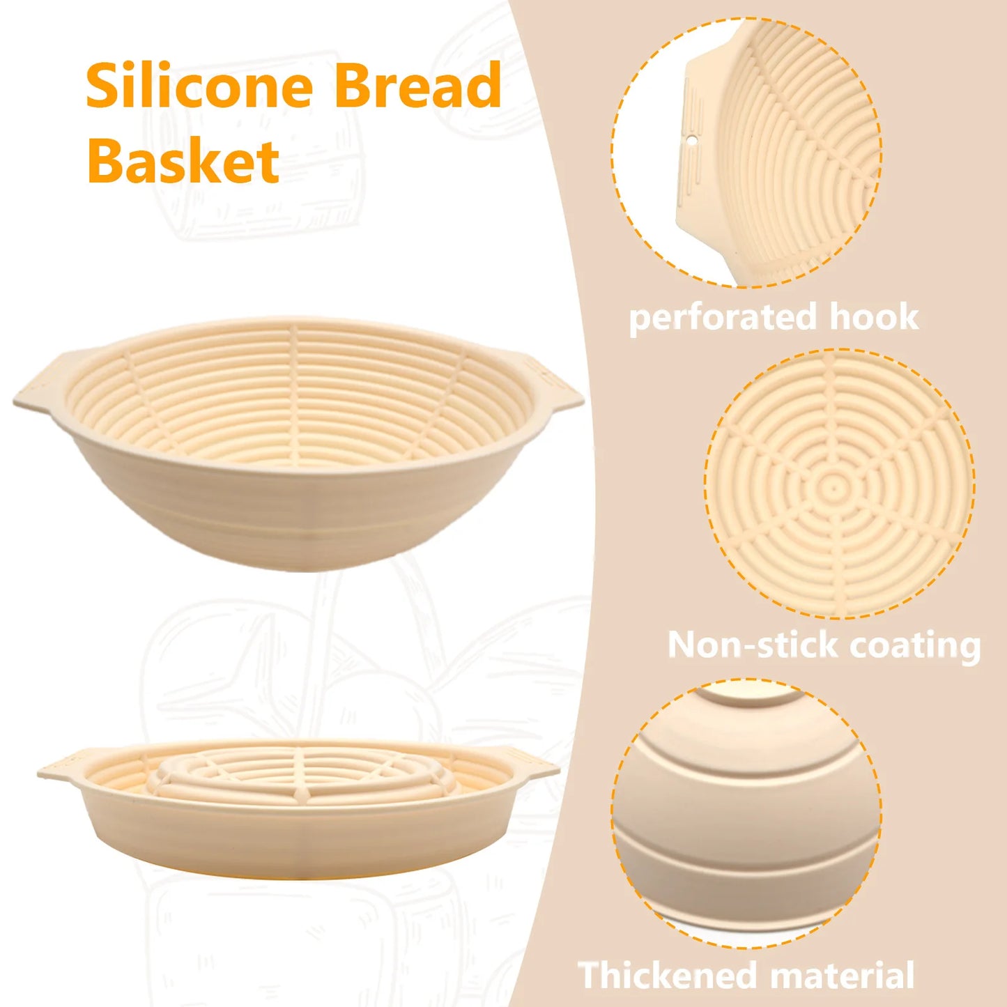 Silicone Bread Basket Home Baking Dough Nonstick Bread Basket Leavening Bowl Soft Foldable