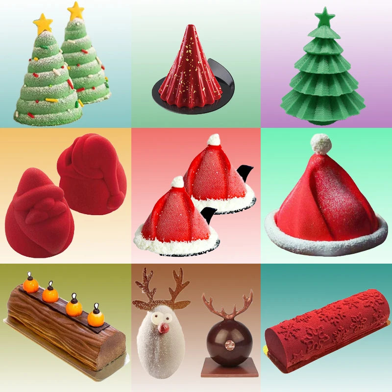 Christmas Tree Snowflake Christmas Decoration Tools Christmas Hat Silicone Cake Molds Kitchen