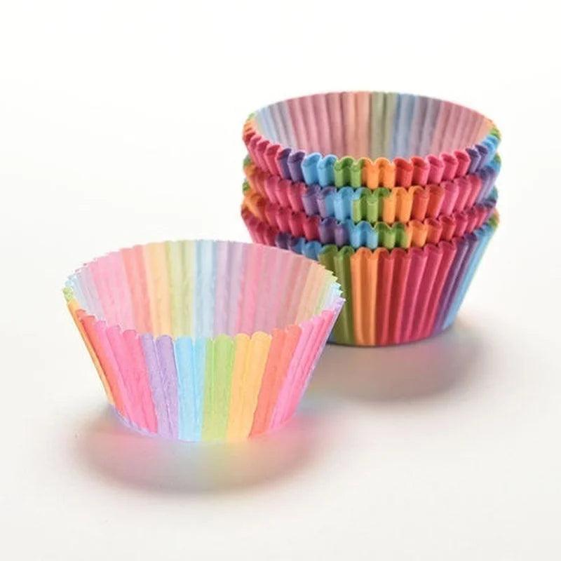 100Pcs Rainbow Cake Paper Cup